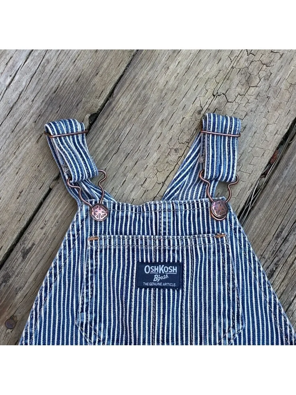OshKosh B'gosh Vintage Vestback Railroad Stripe Conductor Overalls - Size 18 M